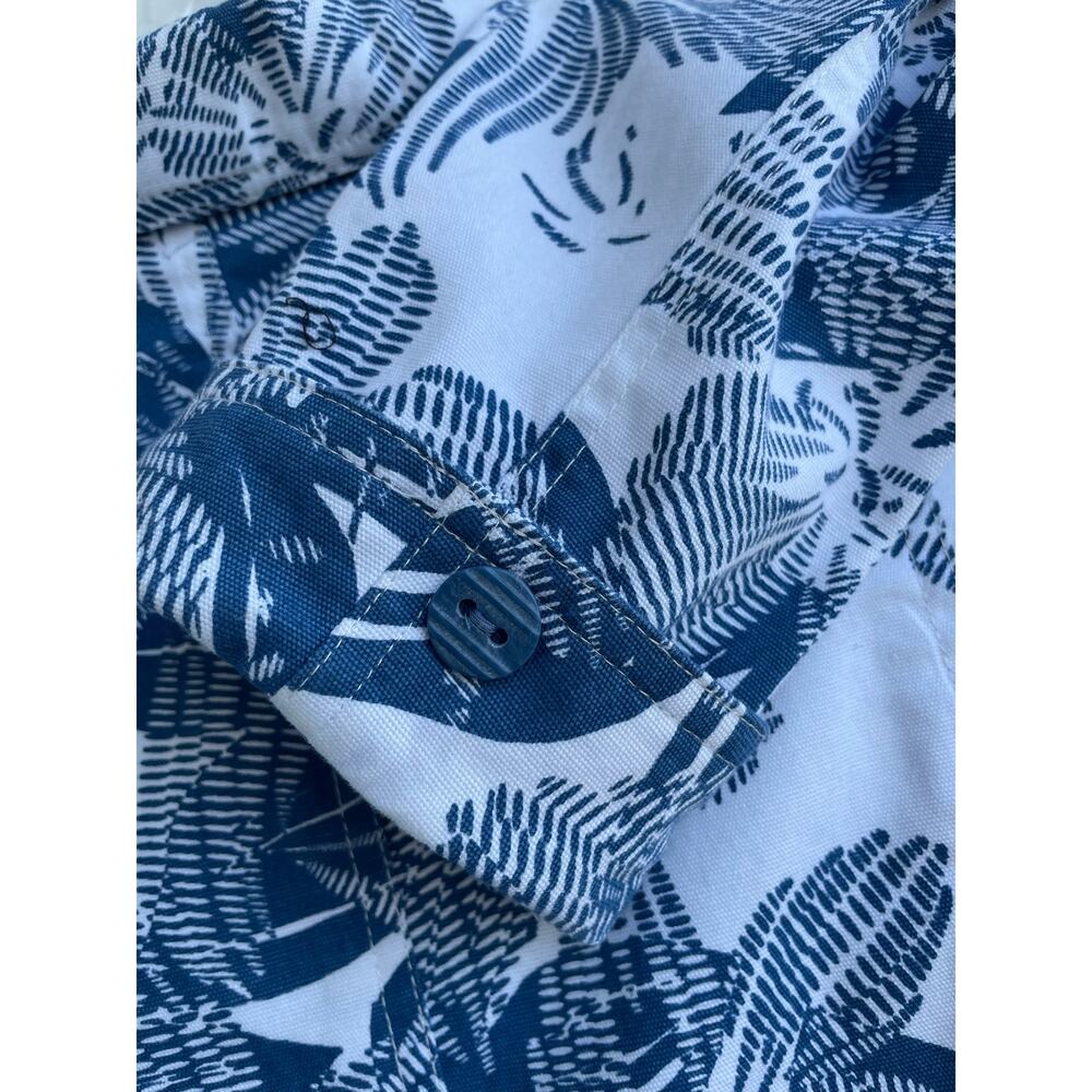 Coldwater Creek blue and white fern LG peplum jacket 100% Cotton - Picture 7 of 8